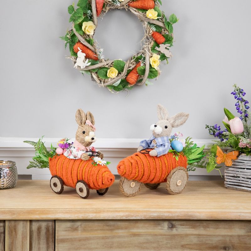 Northlight Boy Bunny with Carrot Car Easter Decoration - 13", 3 of 7