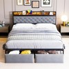 Whizmax King/Queen/Full Size Led Bed Frame with Headboard and 2 Storage Drawers, Upholstered Platform Bed with Charging Station, No Box Spring Needed - image 4 of 4