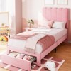 Twin Bed Frame with Storage Drawer and Headboard, Velvet/Boucle Upholstered Twin Platform Bed Frame for Girls - 3 of 4