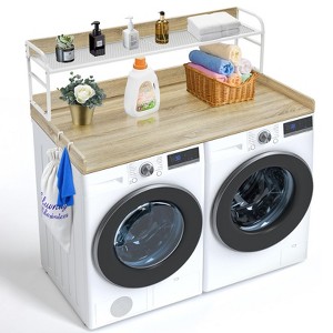 VEVOR Washer Dryer Countertop with 2Tier Shelf,54"x27"Wooden Washer and Dryer Countertop with Anti-Slip Pads,Water-Resistant Laundry Topper Cover,Wood - 1 of 4