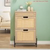 Entryway Rattan Shoe Cabinet w/ 2 Flipup Drawers & 1 Drawer, Freestanding Shoe Organizer, 3-Tier Shoe Storage Cabinet with Adjustable Shelves - 3 of 4