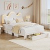 CuisinSmart Twin/Full/Queen Size Bed Frame, Adjustable Headboard and Storage Drawer, Boucle Upholstered Platform Bed for Kids, Lamb Fleece Fabric - 2 of 4