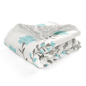 50"x60" Aprile Single Throw Blanket Blue - Lush Décor: Reversible, Soft Microfiber, Floral & Trellis Design - 1 of 4