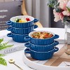 Bruntmor Ceramic Soup Bowls with Double Handles, Set of 6, Blue with White Interior - image 3 of 4