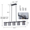 LLHZSY 47 1/5" Pendant Chandelier 5-Light Fixture with Gray Glass Combination-Black - 3 of 4