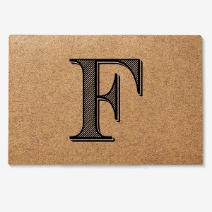 Personalization Mall Noir Initial 18x27 Synthetic Coir Doormat - 1 of 1