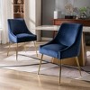 WestinTrends Upholstered Performance Velvet Accent Chair With Metal Leg (Set of 2) - 2 of 4