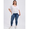 GRACE & GRANDEUR Women's Plus Size Knit Short Sleeves Open Front Curved Hem Cardigans - image 2 of 3