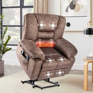 Velvet Power Lift Recliner Chair with Massage & Heating, Power Lift Assistance and Enlarged & Widened Seat - 1 of 4