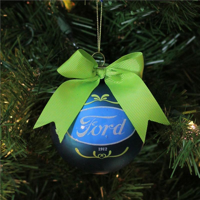 Northlight 2.75" Officially Licensed "Ford" Logo Glass Ball Christmas Ornament - Blue/Green, 2 of 4
