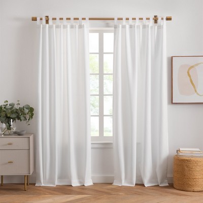 Extended White Polyester Tab Top Light-Filtering Window Panel
