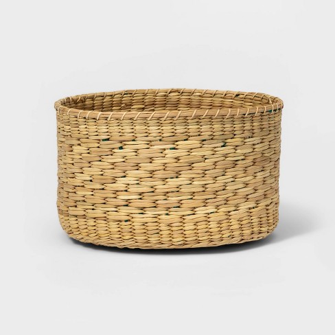 Round Basket with Color Bands and Diagonal Pattern Natural - Threshold™ - image 1 of 4