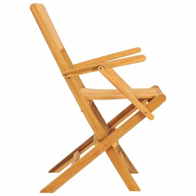 Solid Teak Wood Folding Patio Chairs Set with Armrests