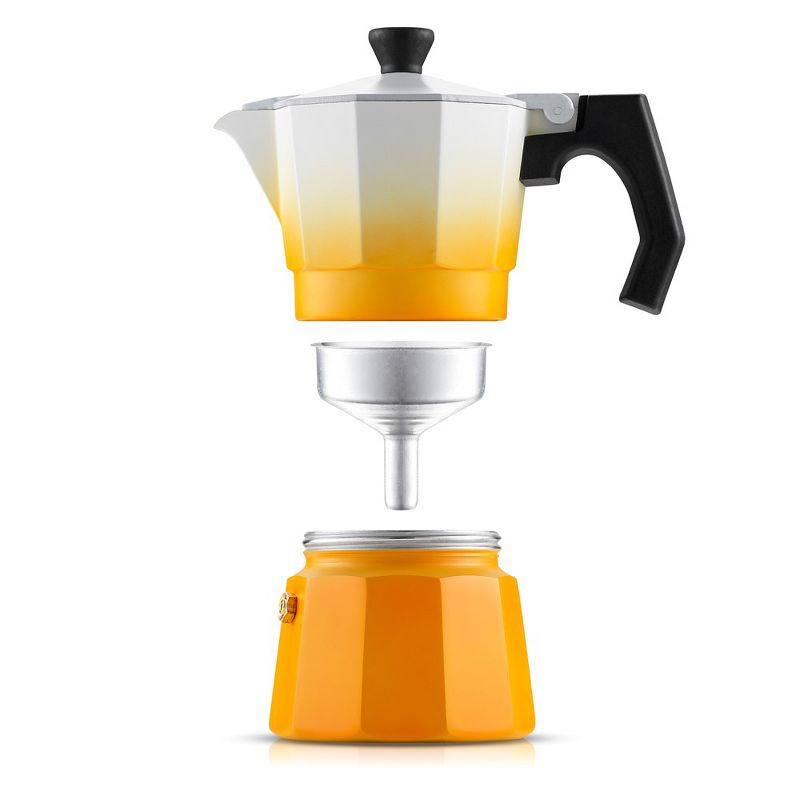 JoyJolt Italian Moka Pot 6 Cup Stovetop Espresso Maker Aluminum Coffee Percolator Coffee Pot - Orange, 4 of 9