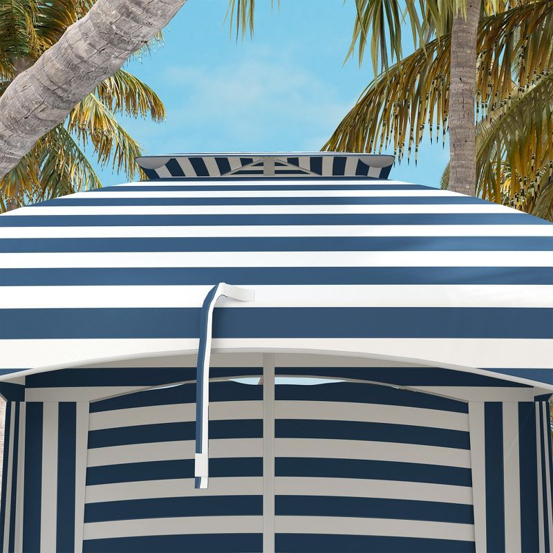 Outsunny 5.8' x 5.8' Cabana Umbrella, Outdoor Beach Umbrella with Double-top, Windows, Sandbags, Carry Bag, 5 of 7