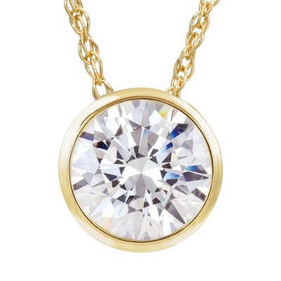 Pompeii3 VS 1 Ct Solitaire Lab Created Diamond Pendant Necklace in 14k White or Yellow Gold