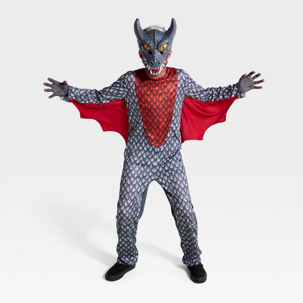 Kids' Black Dragon Halloween Costume Jumpsuit with Headpiece S - Hyde & EEK! Boutique™