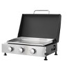 3-Burner Gas Grill with Teppanyaki Plate, Cast Iron Grids, Stainless Steel Plancha, Pull-Out Grease Tray, 28,680 BTU Outdoor BBQ Station - 3 of 4