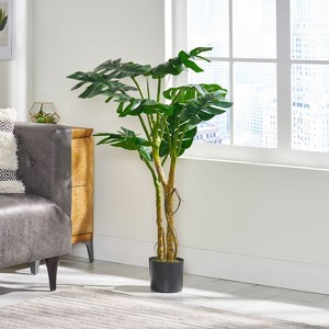 Sapphtopaz Artificial Monstera Tree, Artificial Tree Decorative Faux Plants Indoor with Wood Trunk, Room Decor for Home, Porch - 1 of 4