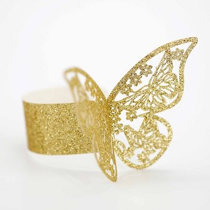 50pcs Butterfly Shape Napkin Rings Hollow Out Napkin Holder For Wedding Party Home Table Decoration - 1 of 4