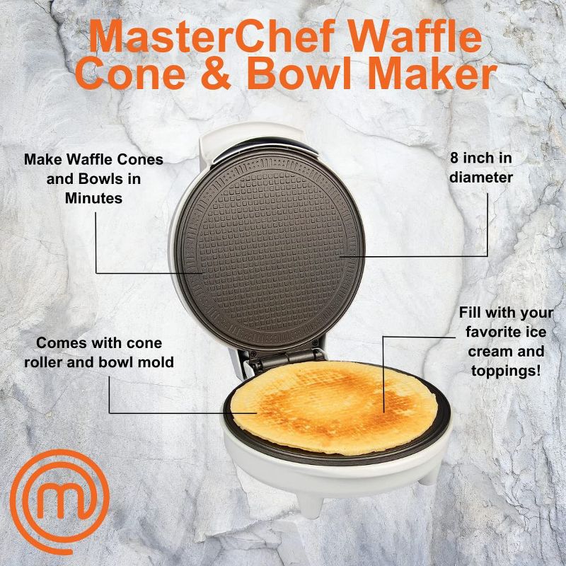 MasterChef Waffle Cone and Bowl Maker- Includes Shaper Roller and Bowl Press- Homemade Ice Cream Cone Baking Iron Machine, 2 of 4