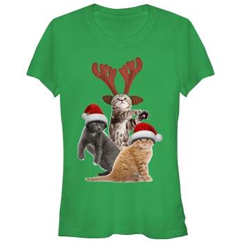 Juniors Womens Lost Gods Ugly Christmas Cats T-Shirt