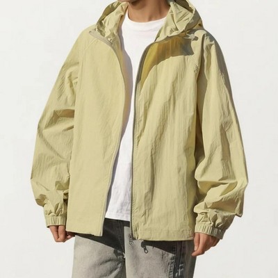 Alilang Men's Lightweight Hooded Windbreaker Jacket with Full Zip Closure Elastic Cuffs and Relaxed Fit Design - Medium, Yellow — фото 4
