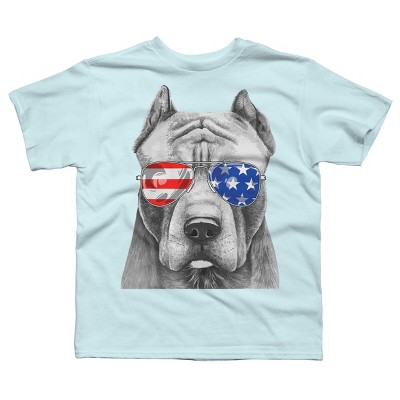 Boy's Design By Humans American Pitbull With Sunglasses By T-Shirt