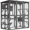 68'' Wooden Catio - 4-Tier Outdoor Cat Enclosure for Multiple Cats, Waterproof Shelter w/ 4 Platforms, 2 Sliding Doors & Scratching Post - 2 of 4