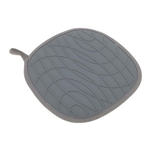 Unique Bargains Pot Holders Plaid Textured Heat Resistant Square Silicone Cotton Cloth Gray - 1 of 4