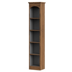 Lirago,70.9" Brown & Oak 5-Tier Bookshelf-Slim Storage Rack with Anti-Tip, Space-Saving Design - 1 of 4