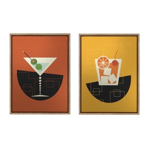 Kate & Laurel All Things Decor (Set of 2) 18"x24" Sylvie Martini and Old Fashioned Metallic Wall Art by Amber Leaders Designs Gold - 1 of 4