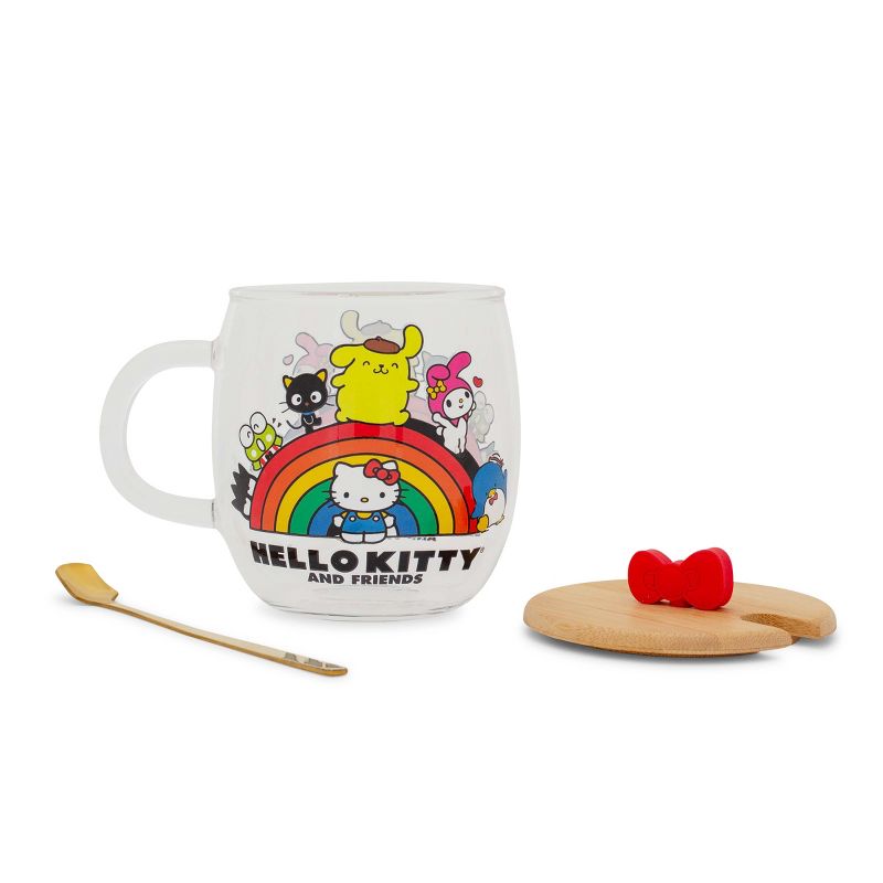 Silver Buffalo Sanrio Hello Kitty and Friends Rainbow Glass Mug With Lid and Spoon, 4 of 10