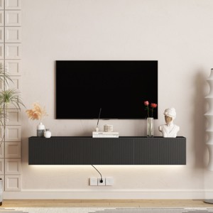 69'' Floating TV Stand Wall Mounted with 16 Color LED Lights, Modern Media Console for 65 Inch TV-3irtyhousy - 1 of 4
