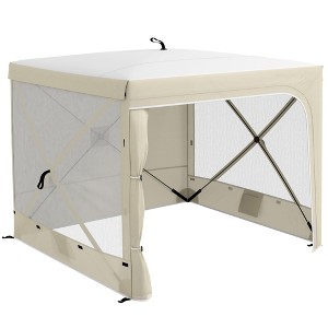 Outsunny 7' x 8' Pop Up Canopy, UV-Resistant Camping Tent with Curtains, Nettings and Carry Bag - 1 of 4