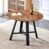Okak 42IN Minimalism Round Dining Table, Dining Table with Cross Reinforced Metal Legs, Round Table for Living Room, Dining Room, Wood - 2 of 4