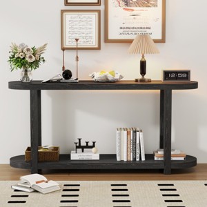 Modern Small Entryway Console Table, Minimalist Ash Veneer Hallway Console Table with Streamlined Desktop, Ideal for Living Rooms-Cuddlewood - 1 of 4