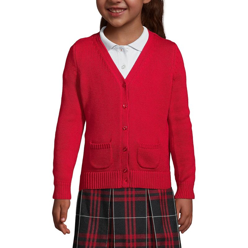 Lands' End School Uniform Kids Cotton Modal Button Front Cardigan Sweater, 3 of 4