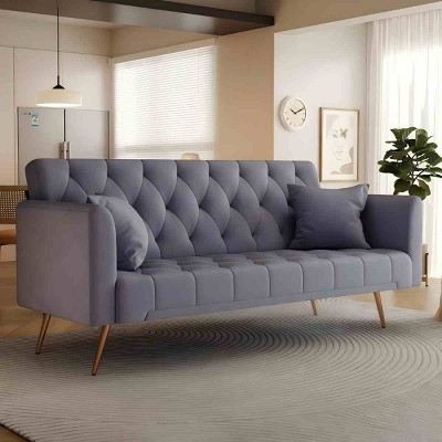 71" Velvet Convertible Sofa Bed,Retro Modern Tufted Loveseat with Adjustable Backrest for Small Living Room,Bedroom-Baofuwish