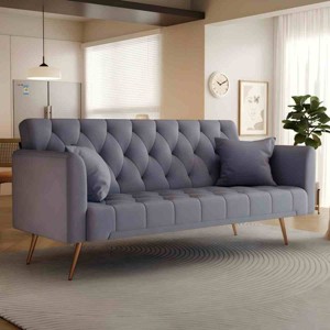 71" Velvet Convertible Sofa Bed,Retro Modern Tufted Loveseat with Adjustable Backrest for Small Living Room,Bedroom-Baofuwish - 1 of 4