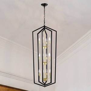 BAOURE 4 Light Chandelier,18.11 in Gold Lantern Light Fixtures with Farmhouse Metal Cage Adjustable Height for Dining Room Hallway Foyer - 1 of 4