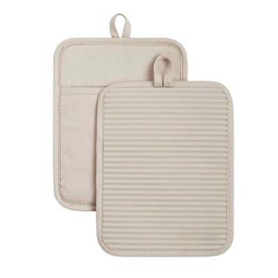 BRINJOY Ribbed Soft Silicone Pot Holders, Set of 2, 7" x 9"
