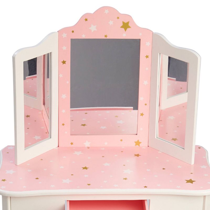 Teamson Kids Gisele 2pc Twinkle Star Prints Wooden Kids&#39; Vanity Set White/Pink/Gold, 5 of 14