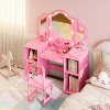 Garvee Kids Vanity Table Set, Princess Makeup Desk & Chair Set with touch Light Detachable Tri-Folding Mirror,Pretend Play Vanity Set - 2 of 4