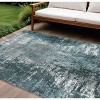 Teal Blue Gray And Charcoal Abstract Washable Indoor Outdoor Area Rug - 2 of 4