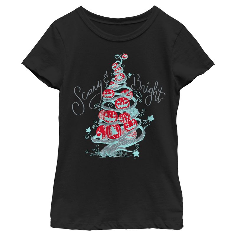 Girl's The Nightmare Before Christmas Scary & Bright Tree T-Shirt, 1 of 5