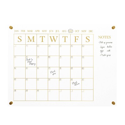 Clear Gold Acrylic Monthly Wall Calendar with Notes