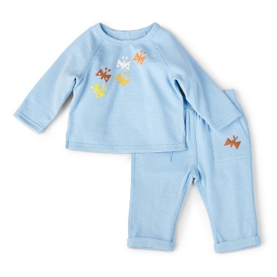 Baby Adaptive Butterfly Print Top & Bottom Set - Christian Robinson x Target Blue Newborn