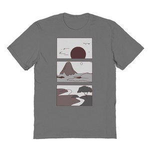 Rerun Island Men's Landscapes Sun Mountain River Short Sleeve Graphic Cotton T-Shirt - Charcoal S - 1 of 4