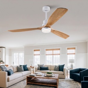TOBILI Hot sales 60 Inch Modern Ceiling Fan With 3 Color Dimmable 3 Solid Wood Blades - 1 of 4